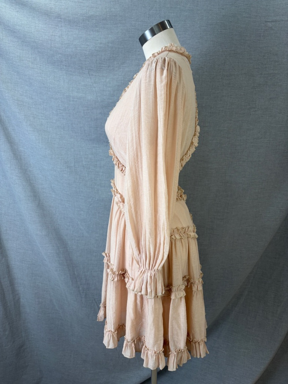Princess Polly Pink Ruffle Mini Dress Open Back Long Sleeve 8 Pastel Party - Picture 4 of 11
